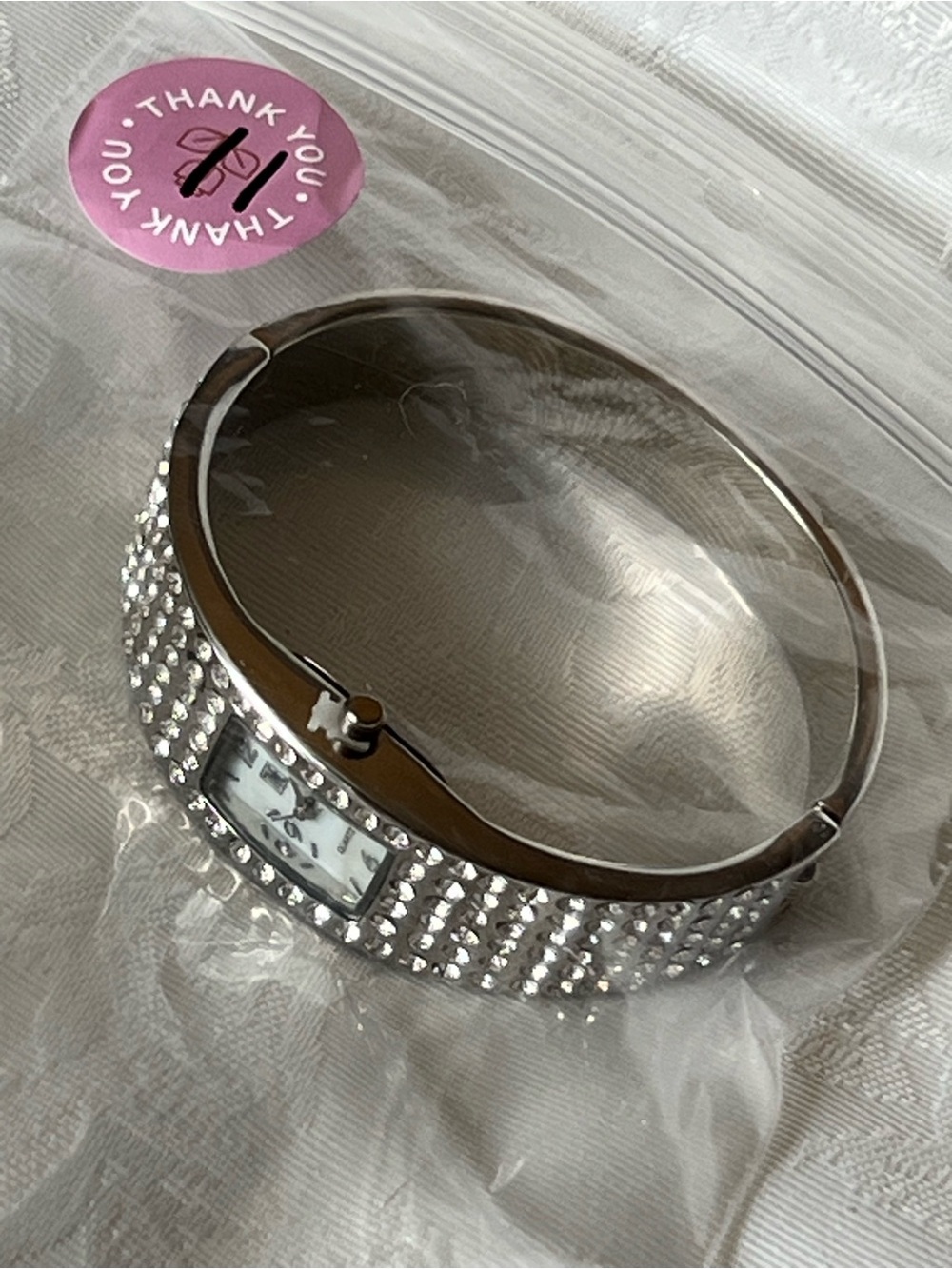 💎 iTIME Vintage Silver Rhinestone Clamper Bangle Watch 💎 - Picture 6 of 6